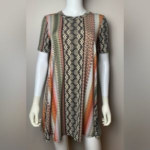 BCBGeneration Abstract Geometric Shirt Dress Multicolor Womens XS Short Sleeve